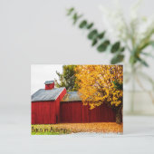 紅い納屋の秋のポストカード ポストカード (スタンド正面)