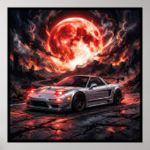 紅の月下のホンダNSXタイプR ポスター (正面)