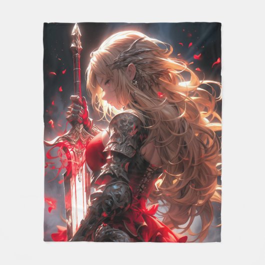 紅の騎士 | アニメ 戦士 公主 アート フリースブランケット (正面)