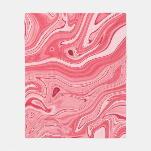 紅カラフル大理石の墨絵 フリースブランケット (正面)