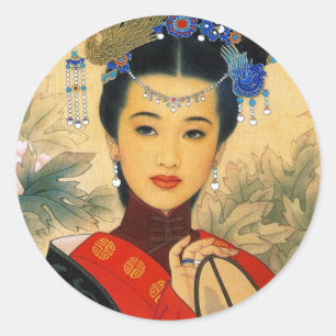 紅クール中国の仁王 ラウンドシール