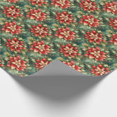 紅ポインセチアの花の模様 ラッピングペーパー (角)