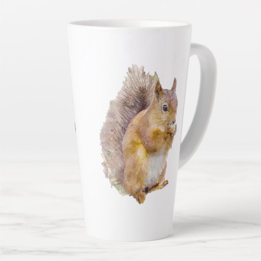 紅リスの絵画水色 カフェラテマグ (右アングル)