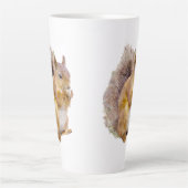 紅リスの絵画水色 カフェラテマグ (正面)