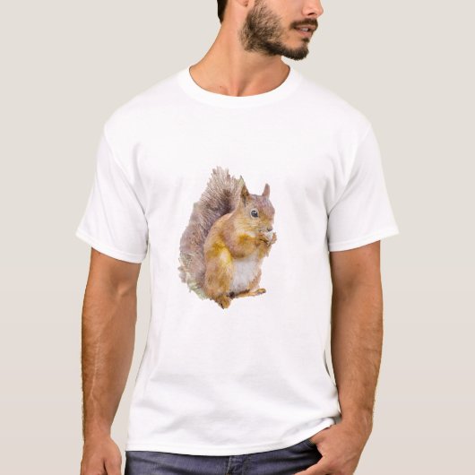 紅リスの絵画水色 Tシャツ (正面)