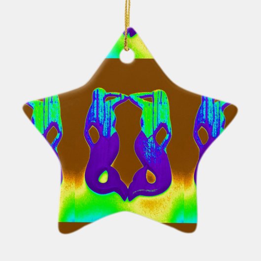 紅人魚のペア セラミックオーナメント (正面)