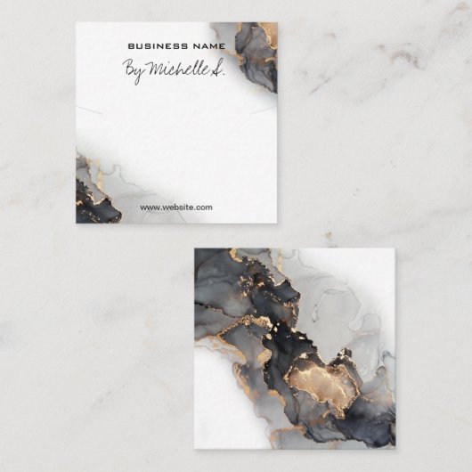 紅墨ブラック及び金ゴールドペンダント包装カード スクエア名刺 (正面/裏面)