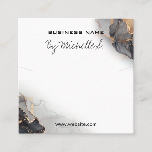 紅墨ブラック及び金ゴールドペンダント包装カード スクエア名刺 (正面)