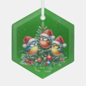紅帽子の三羽の鳴鳥 ガラスオーナメント (正面)