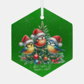 紅帽子の三羽の鳴鳥 ガラスオーナメント (裏面)