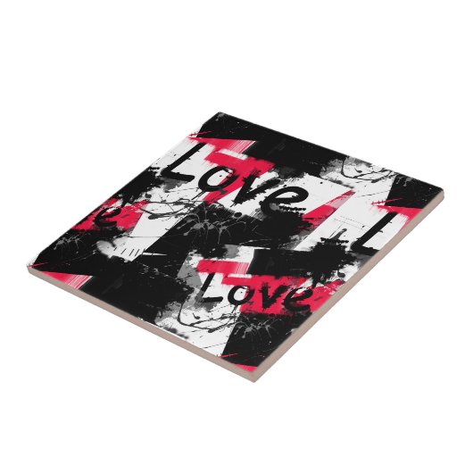 紅斑愛模様の白黒 タイル (側面)