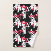 紅斑愛模様の白黒 バスタオルセット (ハンドタオル)