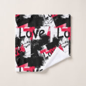 紅斑愛模様の白黒 バスタオルセット (ウォッシュタオル)