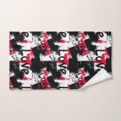 紅斑愛模様の白黒 バスタオルセット (ハンドタオル)