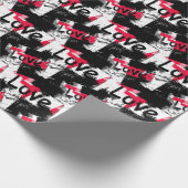 紅斑愛模様の白黒 ラッピングペーパー (角)