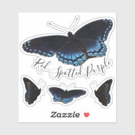 紅斑紫色の蝶セット シール