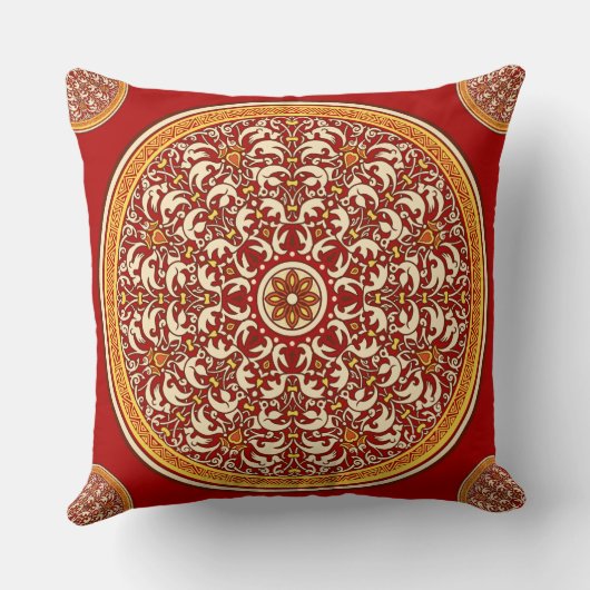 紅東洋の花柄 クッション (裏面)