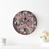 紅桃色の美しいバラの花写真ロマンチックなレ ラージ壁時計 (ホーム)