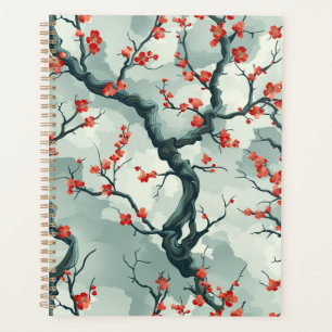 紅梅の花 sage green ink wash 模様 プランナー手帳