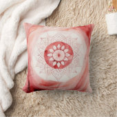 紅水彩曼荼羅花 クッション (ブランケット)