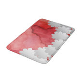 紅水彩白花 バスマット (アングル)