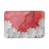 紅水彩白花 バスマット (正面)