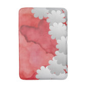 紅水彩白花 バスマット (正面縦)