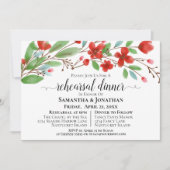 紅水彩花のリハ結婚ーサルディナー 招待状 (正面)