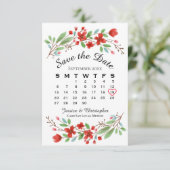 紅水彩花の結婚カレンダー セーブザデート (スタンド正面)