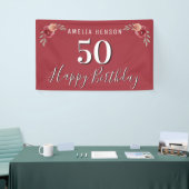 紅水彩花フローラ50誕生日 横断幕 (トレードショー)