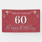 紅水彩花フローラ60誕生日 横断幕 (横)