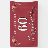 紅水彩花フローラ60誕生日 横断幕 (縦)