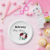 紅水彩花赤ちゃんシャワー ペーパープレート (パーティー)