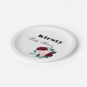 紅水彩花赤ちゃんシャワー ペーパープレート (アングル)