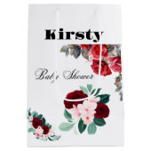 紅水彩花赤ちゃんシャワー ミディアムペーパーバッグ (裏面)