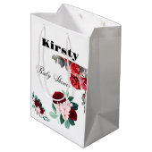 紅水彩花赤ちゃんシャワー ミディアムペーパーバッグ (裏面アングル)