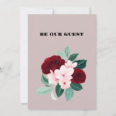 紅水彩花赤ちゃんシャワー 招待状 (裏面)