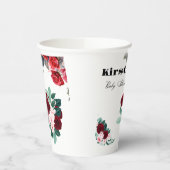 紅水彩花赤ちゃんシャワー 紙コップ (左)