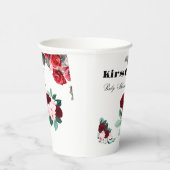 紅水彩花赤ちゃんシャワー 紙コップ (右)