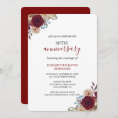 紅水彩花50周年結婚期 招待状 (正面/裏面)