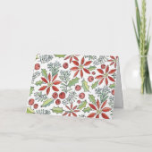 紅水色のポインセテ絵を描ィアとホリー写真 シーズンカード (裏面)