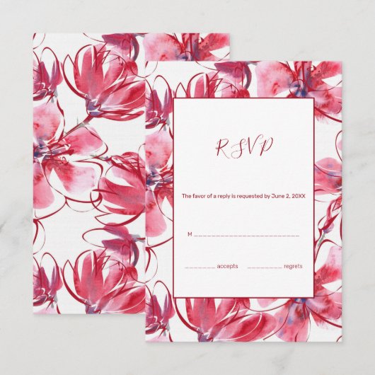 紅水色の花 出欠カード (正面/裏面)