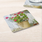 紅水色ゼラニウム スクエアペーパーコースター (アングル)