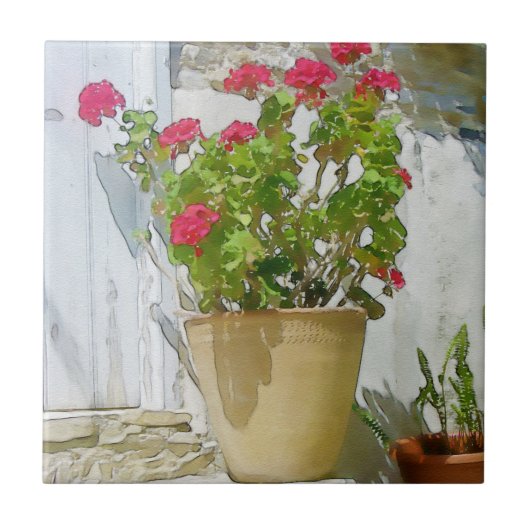 紅水色ゼラニウム タイル (正面)