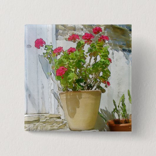 紅水色ゼラニウム 缶バッジ (正面)