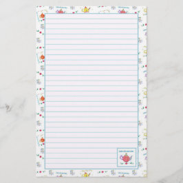 紅水色ティーポットブルーライン 便箋