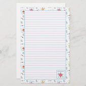 紅水色ティーポットブルーライン 便箋 (正面/裏面)