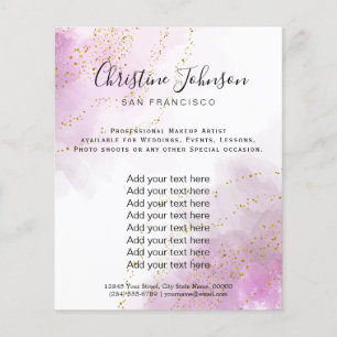 紅水色フェイクグリッター美しいサロン チラシ