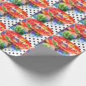 紅水色フローラ白紅水玉模様 ラッピングペーパー (角)