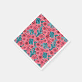 紅水色ペチュニア花柄 スタンダードカクテルナプキン (角)